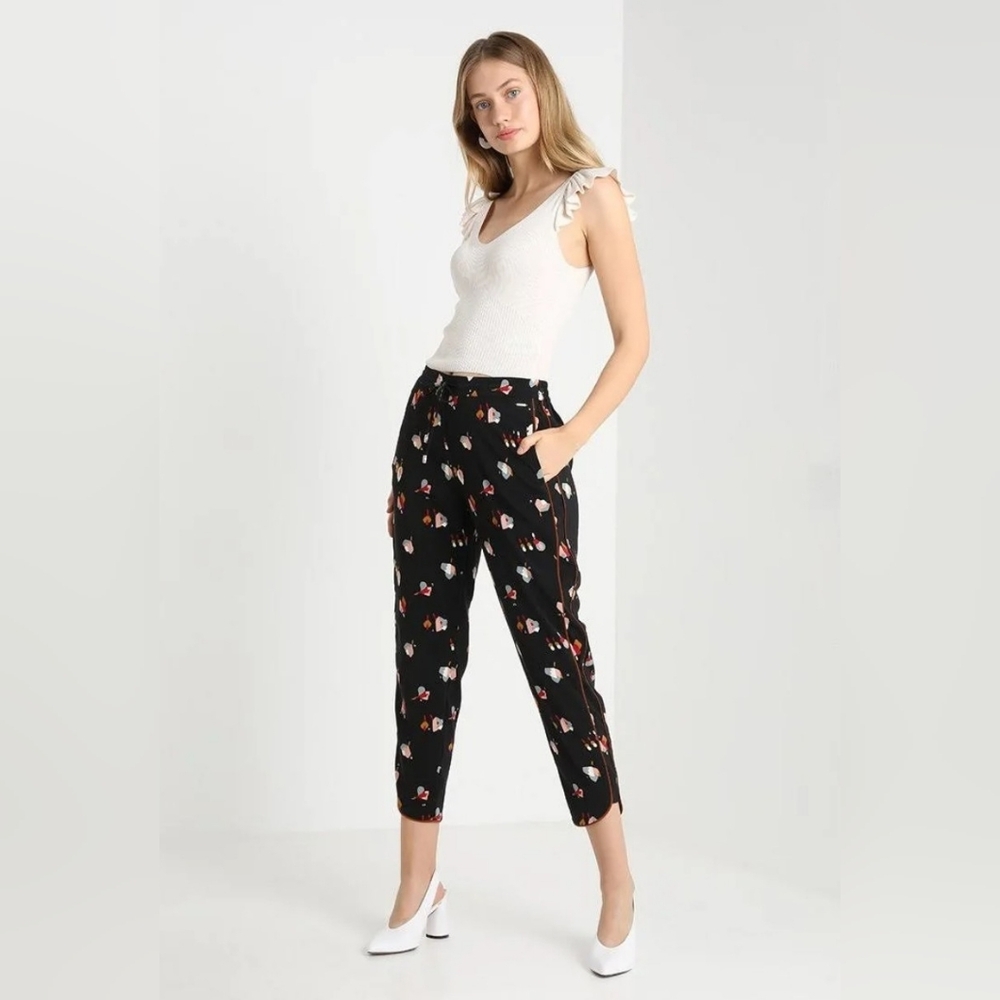 Ted Baker Color By Number Flisie Floral Jogger Pants Tapered Size 8 Art Sporty